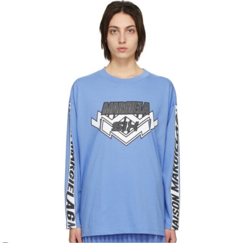 Maison Margiela MM6 Motorcross long sleeve t-shirt in blue. Men’s sized small!